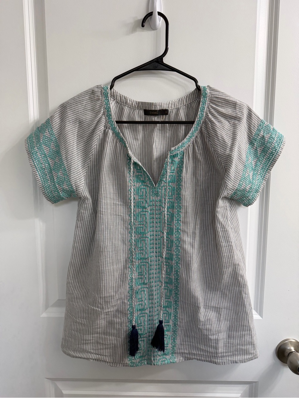 THML Embroidered Short Sleeve Tunic Women’s Blouse